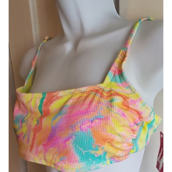 NEW Xhilaration Junior's Ribbed Square Neck Bralette Bikini Top - Picture 5 of 13